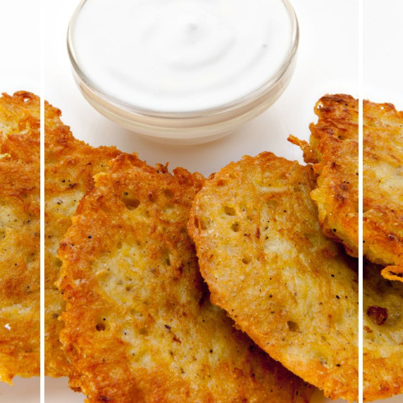 crispy potato patties served with sour cream