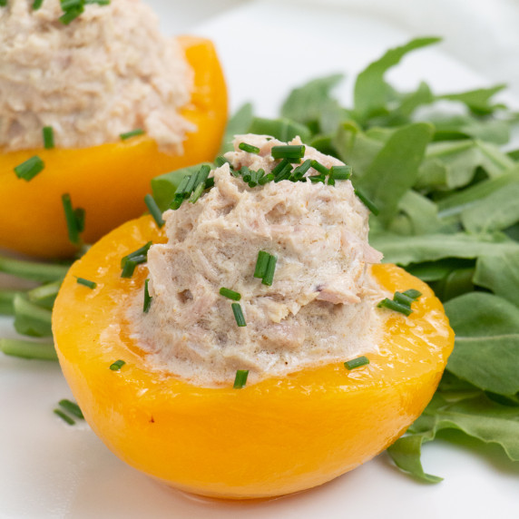 tuna salad stuffed peach