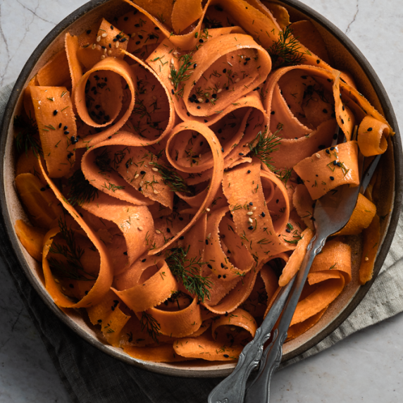 Raw Carrot Salad arranged in an aesthetic bowl