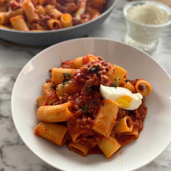 Pasta in a white plate