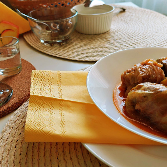 Romanian Cabbage Rolls on a White Plate Called Sarmale