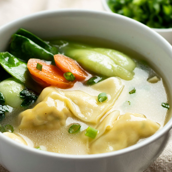 A bowl of wonton soup.