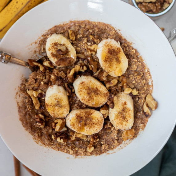 banana oatmeal in a bowl