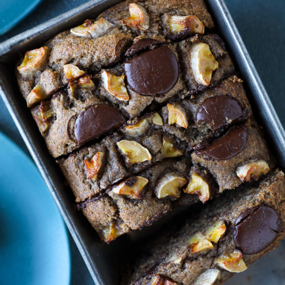 Overhead Picture of Vegan Gluten Free Chocolate Chip Banana Bread