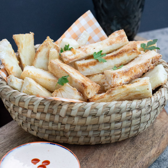 yuca fries in basket